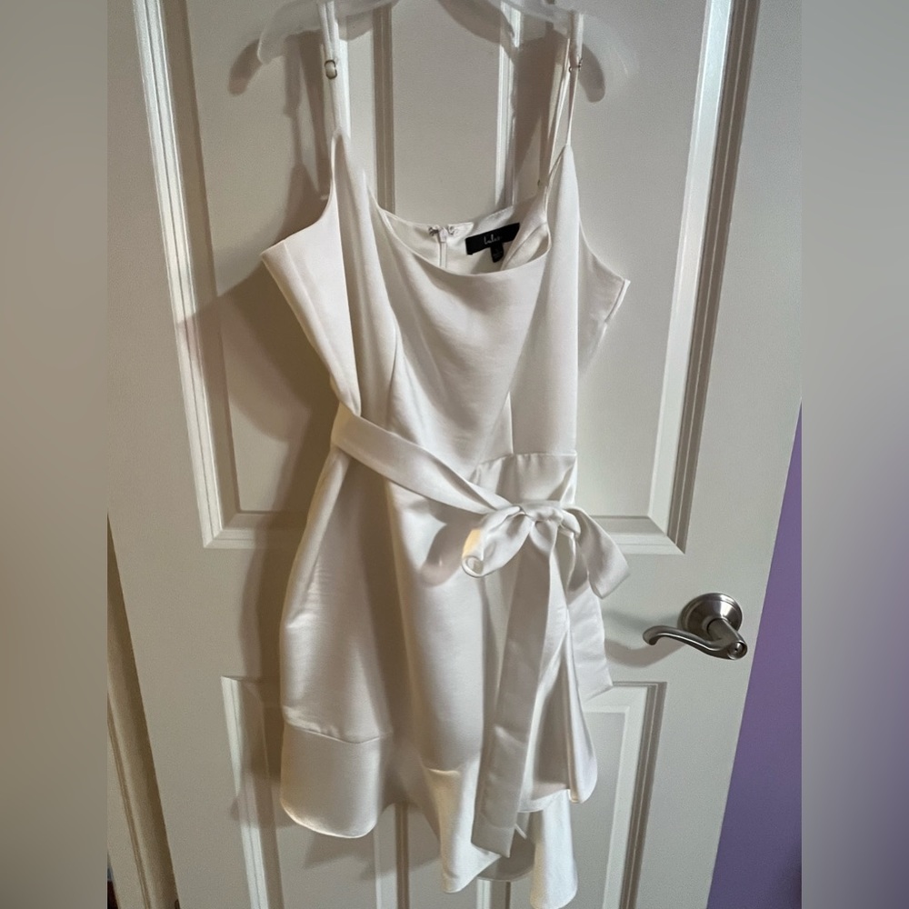 lulus white side tie dress size L